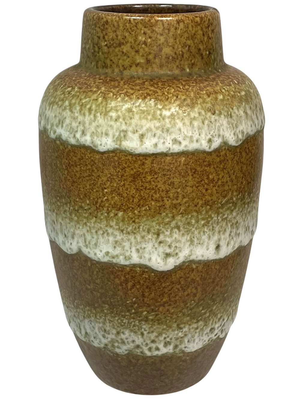 Vintage 1970s West German Scheurich Keramik Fat Lava Vase Textured Brown & White